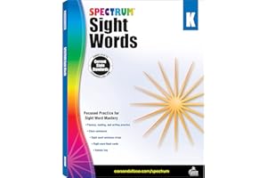 Spectrum Sight Words Kindergarten Workbooks, Phonics Book With Reading and Writing Practice, Vocabulary, Sentence Strips, and Flash Cards, Language Arts Classroom or Homeschool Curriculum