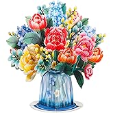 Paper Love 3D Pop Up Flower Bouquet Card, Wonderland, with Detachable Paper Flowers For Anniversay, Wedding, Thank You, Mother's Day - Jumbo 10" x 14" Card - Includes Envelope and Note Tag