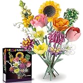 WISEPLAY Flower Bouquet Building Blocks Set for Adults &ndash; 1045 PCS Botanical Collection with Tulips, Sunflower &amp; Lily | Creative Home D&eacute;cor, Stress Relief Craft Kit | Unique for Women