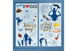 PYMUROD 9 Sheets Happy Fathers Day Decorations Fathers Day Window Clings Large Best Dad Stickers for Window I Love Dad Birthday Father’s Day Party Supplies