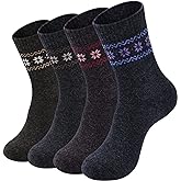 NinetoFiveLife Pack of 4 Womens Merino Wool Socks Winter Hiking Socks Knit Outdoor Recreation Warm Soft and Comfortable Size 5 to 9