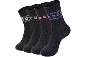 NinetoFiveLife Pack of 4 Womens Merino Wool Socks Winter Hiking Socks Knit Outdoor Recreation Warm Soft and Comfortable Size 5 to 9