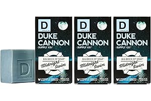 DUKE CANNON SUPPLY CO. Duke Cannon Big Brick of Soap Midnight Swim - Refreshing Aquatic Scent with Green Top Notes, 10 oz. Men's Soap Bar (Pack of 3)