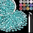 2500PCS 5mm Resin Rhinestones in Bulk (Lake Blue/Aquamarine), Bedazzling Flatback Crystals for Crafts DIY Nail Decoration, Gems Charms for Tumbler Shoes Clothing Fabric with Pickup Pen and Tweezers