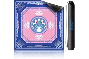 LZSIG Mahjong Mat for Table 33×33" with Rules, 3mm Thickened Anti-Slip American Mahjong Table Mat with Drawstring case, Durable Stitched Edges, Noise Reduction Rubber Board Game Pad, Gift (Blue)