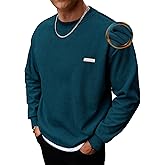 VOGSTART Mens Corduroy Fleece Lined Sweatshirts Thermal Loose fit Casual Long Sleeve Pullover Shirt (S-XXL)