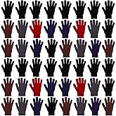 Haysandy 48 Pairs Winter Gloves Bulk Warm Winter Knit Gloves Soft Stretchy Gloves Pack for Unisex Adult Men Women Homeless Supplies Christmas Gift, 5 Colors