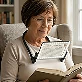 Magnifying Glass with Light for Reading,Hands Free Page Reading Magnifier for Books with 3 Color Dimmable, Neck Wear Large Sc