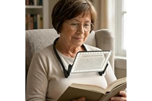 Magnifying Glass with Light for Reading,Hands Free Page Reading Magnifier for Books with 3 Color Dimmable, Neck Wear Large Sc