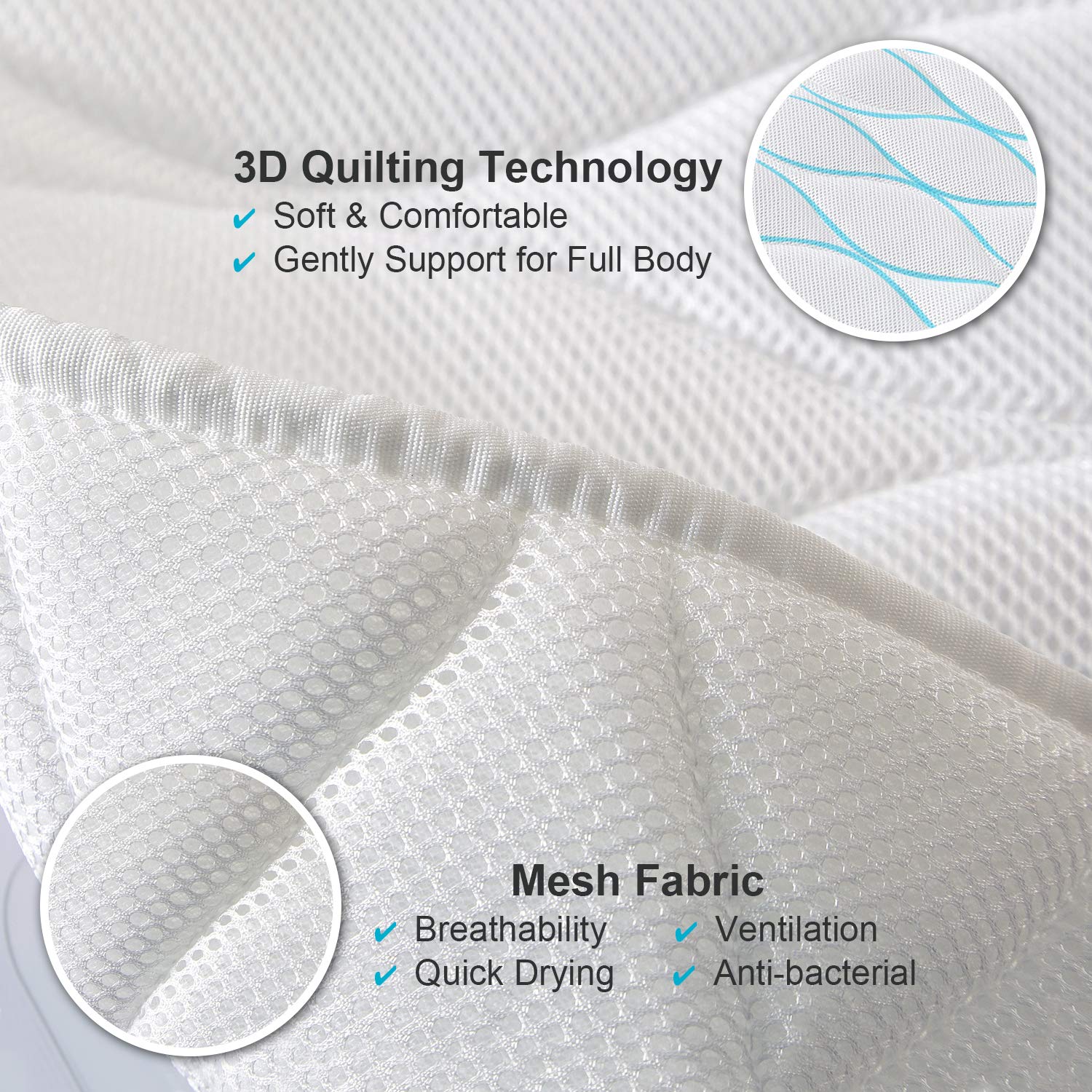Full Body Bath Pillow, Bath Pillows for tub with Mesh Washing Bag & 17 Non-Slip Suction Cups, Spa Bathtub Pillow for Head Neck Shoulder and Back Support - 3D Air Mesh & Quick Drying : Beauty