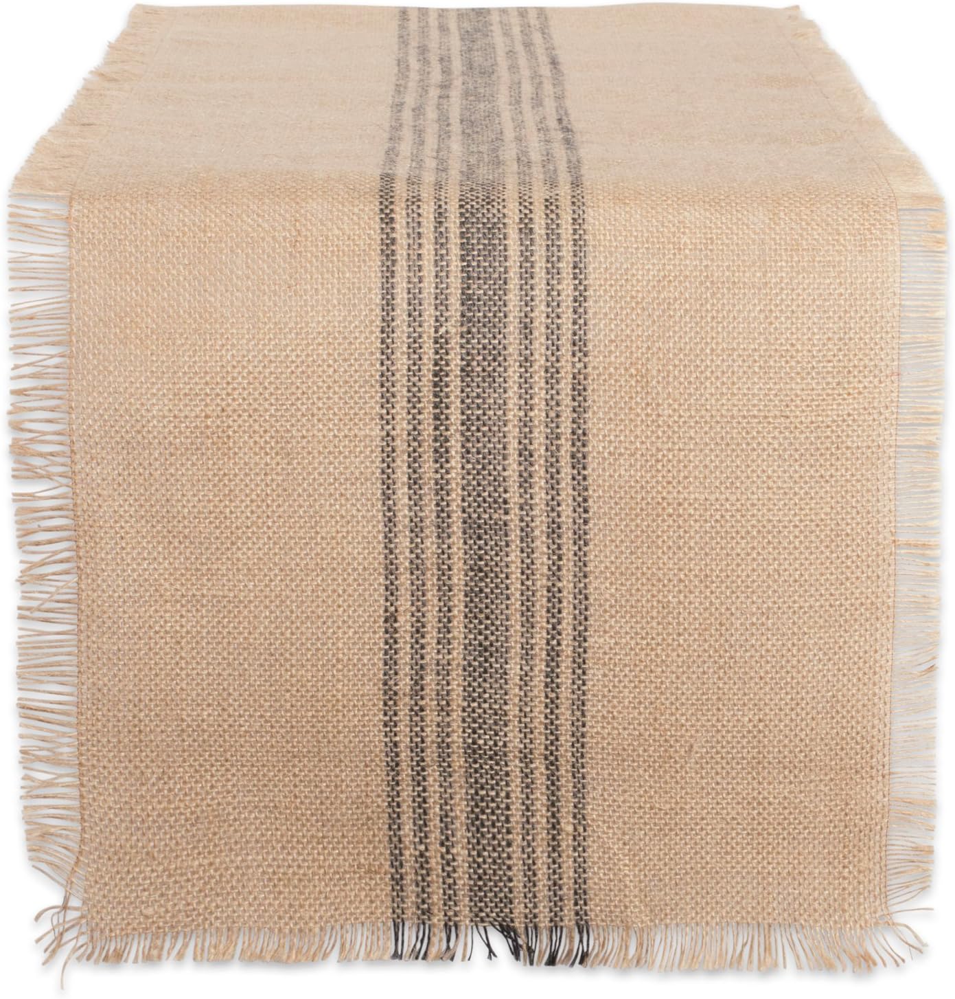DII CAMZ38416 Mineral Middle Burlap Table Runner, 14 x 108, Center Stripe Gray: Home & Kitchen
