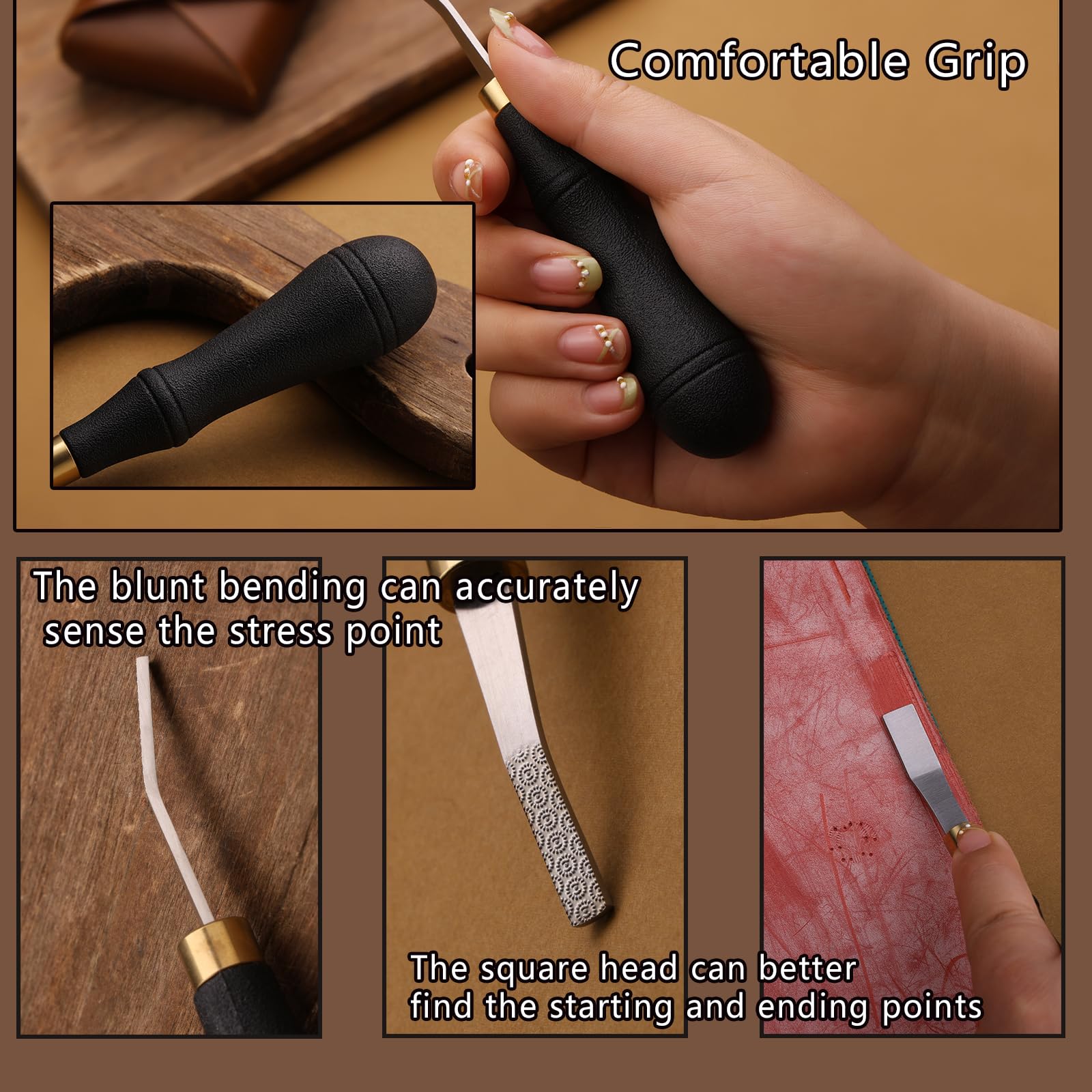 DIUDUS Pro Detail Rougher, Leather Roughing Tool Roughing Leather Craft Surface Tool, Leather Polish File Tool with Ergonomic Handle Leather Working Leathercraft Tools for Edge Polishing(5mm)