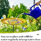 MeyRolizn Bee Butterfly Water Station Metal Puddler Stone Texture Garden Stake view 4