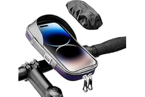 HENMI Bike Bag, Waterproof Bike Rack Bag with Sun and Rain Cover, 360° Rotating Bicycle Cell Phone Holder, Sensitive TPU Touch Screen, Bicycle Accessory, Holds Cell Phones up to 7 Inch