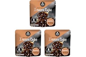 Flavfar Instant Tapioca Pearls for Bubble Tea & Milk Tea Perlas de tapioca | Delicious Brown Sugar Instant Boba - 5g of Sugar, Low-Calorie & Gluten-Free | Ready in 25 Seconds - 18 Servings (3 Packs)