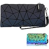 CAFINY Small Clutch Purses for Women, Daily Use Wrist Purse, Geometric Luminous Wallet, Portable Wristlets Travel Clutch, Small Wrist Purses and Cosmetic Pouch