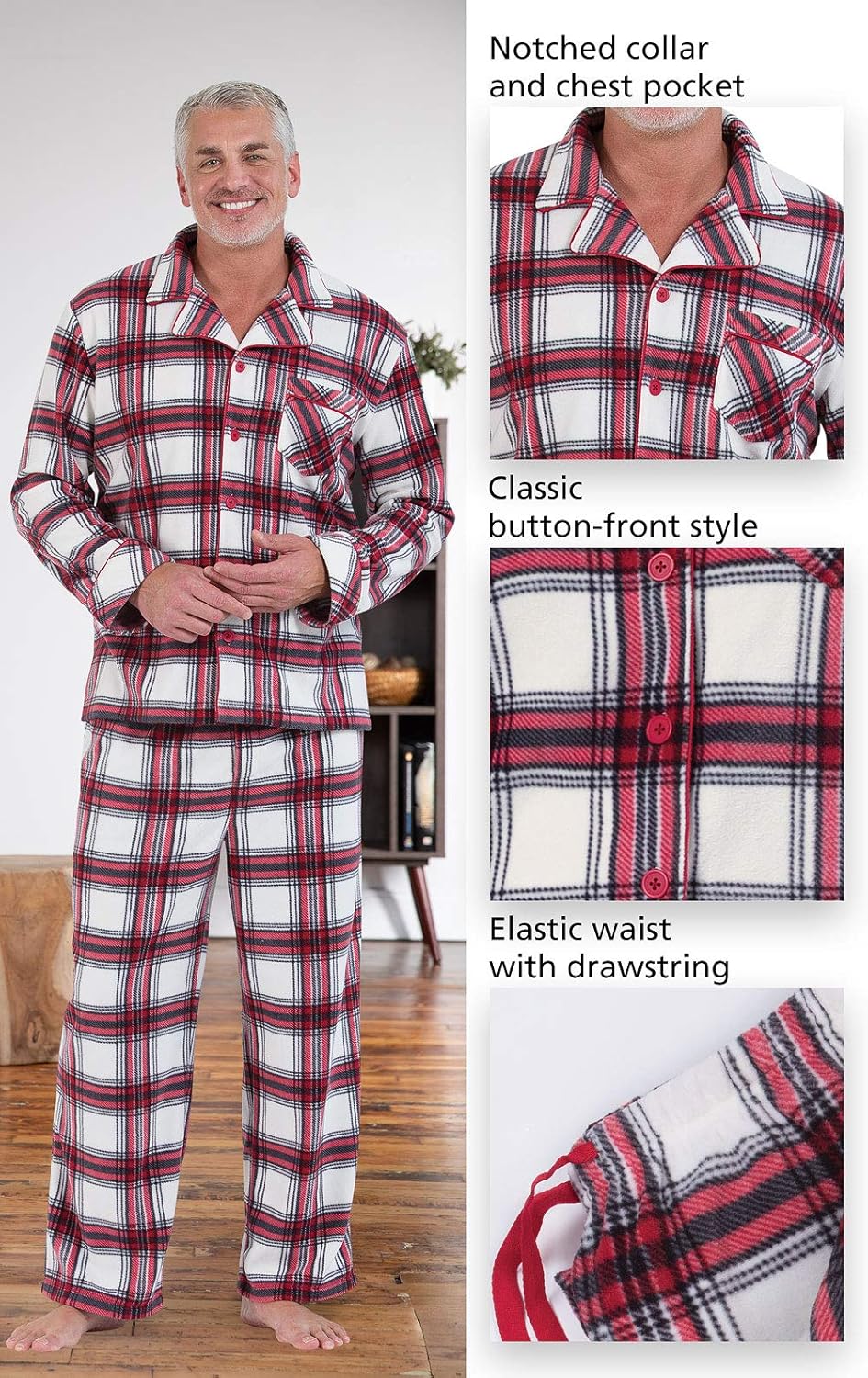 PajamaGram Pajamas Set for Men - Fleece Men Christmas Pajamas at  Men’s Clothing store