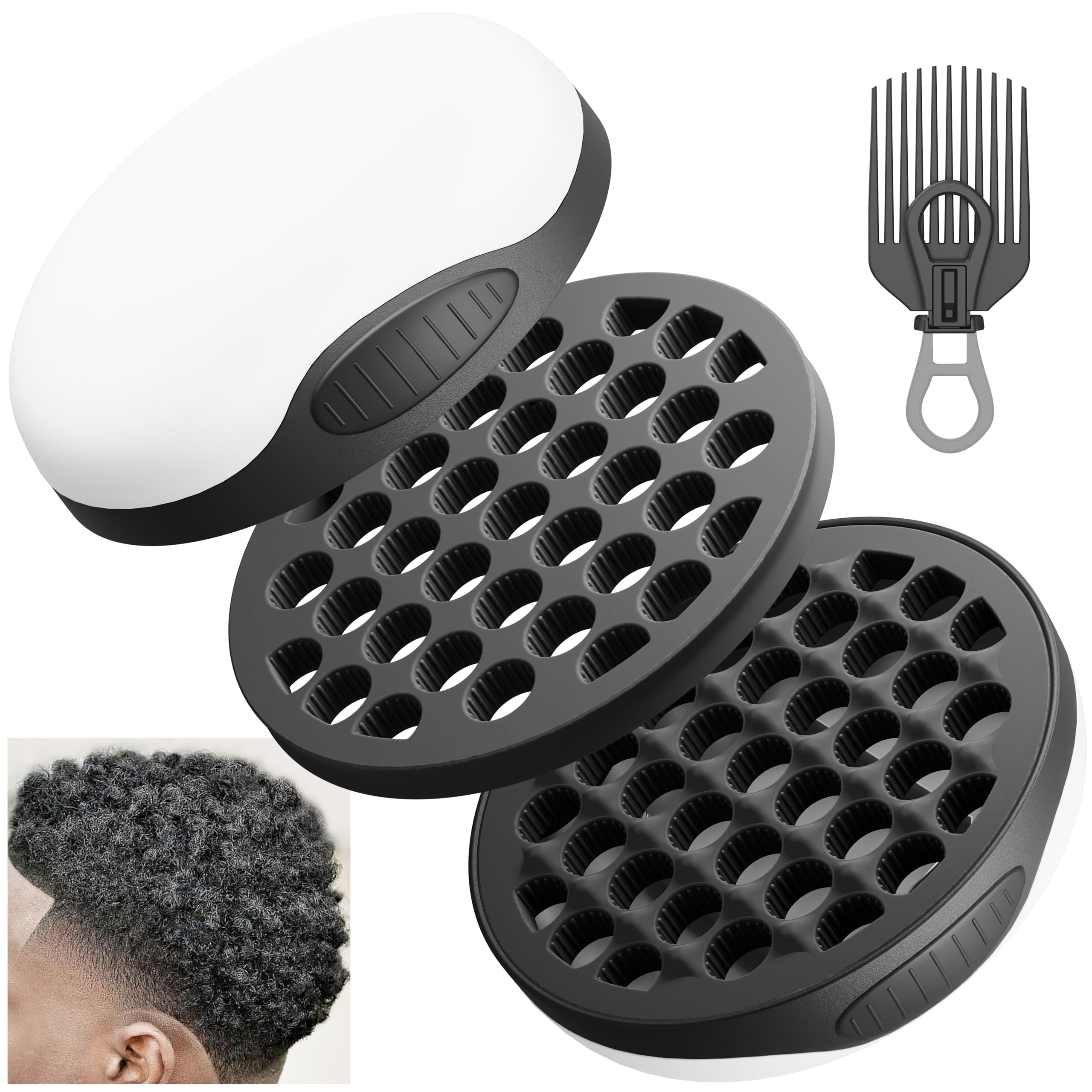 Photo 1 of FIABC Silicone Curl Brush,Africa Comb,Magic Curly Hair Brush Twist Hair,Afro Pick,Men Women Boys Girls Wave Curler Tool,1 Set Black
