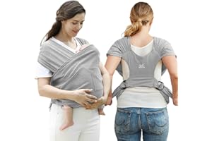 MOMTORY Baby Wraps Carrier, Baby Sling Newborn to Toddler, Breathable and Hands Free Baby Carrier Sling, Adjustable Baby Carriers (Knit Grey)