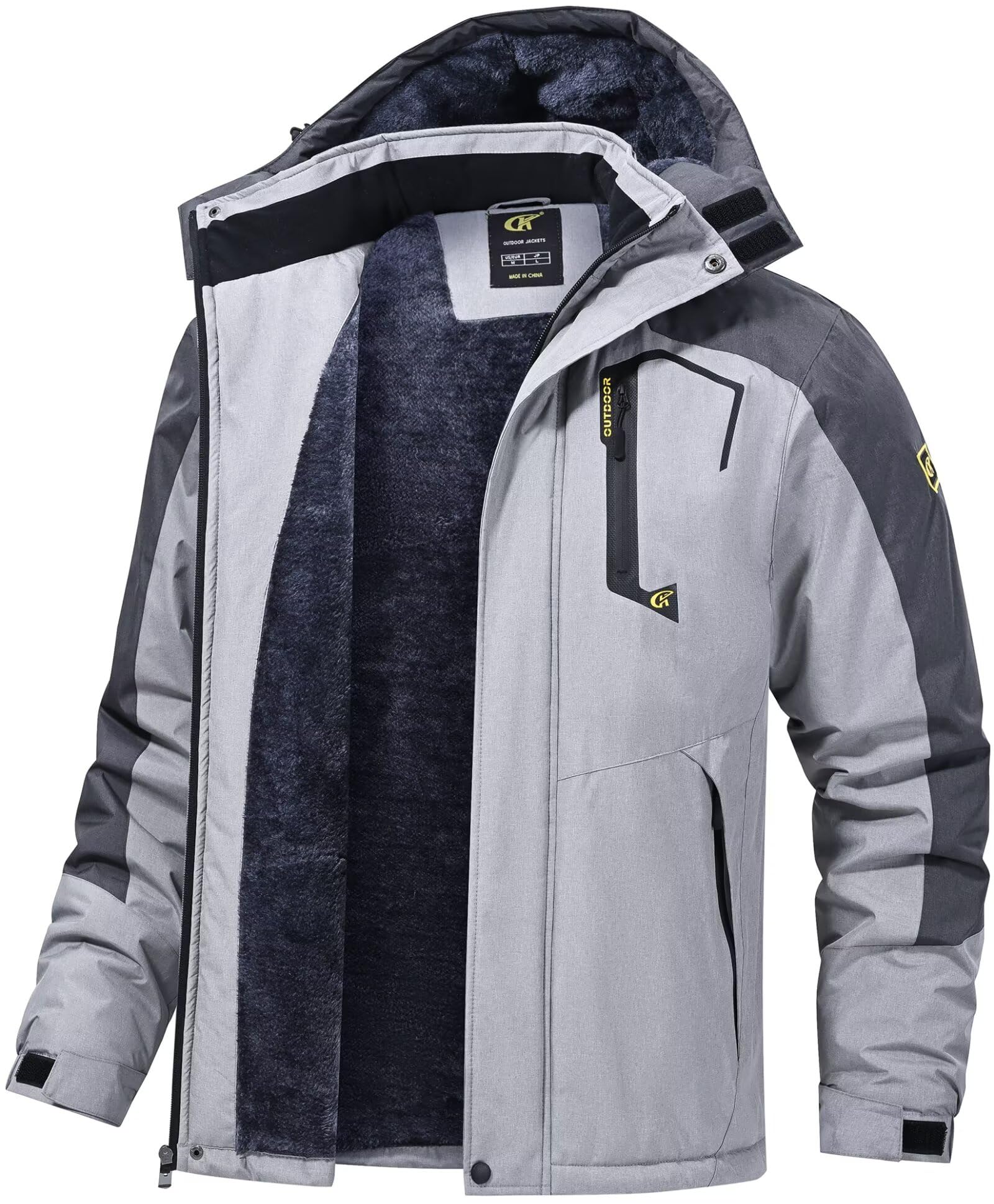 QPNGRP Men's Waterproof Ski Snowboard Jacket Winter Windproof Snow Coat Light-Darkgrey XX-Large Image