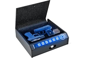 ADIMO Hand Gun Safe, Biometric Gun Safe for Handgun, Pistol with 3 Quick-Access Way Fingerprint/Keypad/Key, SafeBox w/Mute Function for Secure Storage for Bedside Nightstand Car