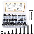 VIGRUE 305Pcs 1/4-20 Bolt and Nut Assortment Kit, 1/4-20 Black Button Head Socket Cap Screw Nuts Washers Kit, Assorted Allen Head Screws, Class 12.9 Alloy Steel