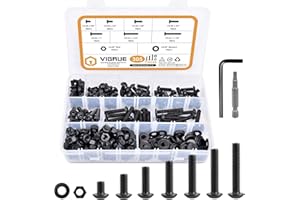 VIGRUE 305Pcs 1/4-20 Bolt and Nut Assortment Kit, 1/4-20 Black Button Head Socket Cap Screw Nuts Washers Kit, Assorted Allen Head Screws, Class 12.9 Alloy Steel