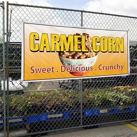 Amazon Com Vinyl Banner Sign Caramel Corn Restaurant Cafe Bar