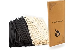 Iron Banyan Reed Diffuser Sticks,10 Inch Natural Rattan Wood Sticks,Diffuser Refills,Essential Oil Aroma Diffuser Replacement Sticks for Aroma Fragrance (Black Color and Natural Color)