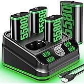 Kytok 4-Pack 5580mWh Rechargeable Battery for Xbox One/Series X|S Controllers, Charger Station with USB-C Cable
