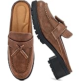 Ablanczoom Mules for Women Dressy Comfortable: Slip On Backless Womens Mules Platform Chunky Loafers for Work Office Business