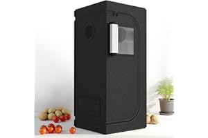 iPower 24" x 24" x 55" Grow Tent with Observation Window, Hydroponic Water-Resistant Tent with Removable Floor Tray and Tool Bag, for Indoor Plant Seedling, Propagation, Blossom, Black