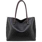 Milan Chiva Tote Bag for Women with Zipper Large Ostrich Vegan Leather Shoulder Purses and Handbags