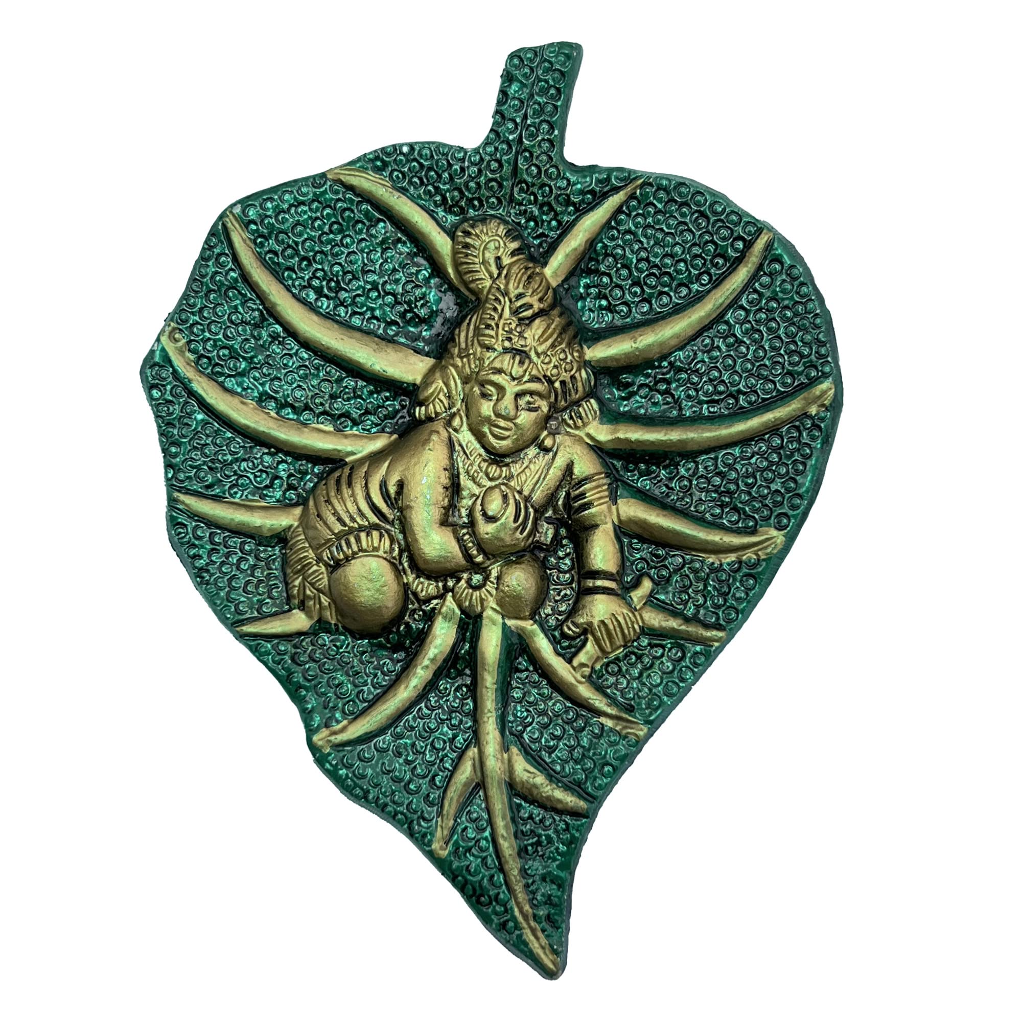 Wonder Care WC_Lord Krishna Statue Krishna Metal Idol Figurine-Krishna God of Love and Divine Joy-Murlidhar Krishna Idol for Indian Religious Festival– Home Decor Item (Leaf Krishna)