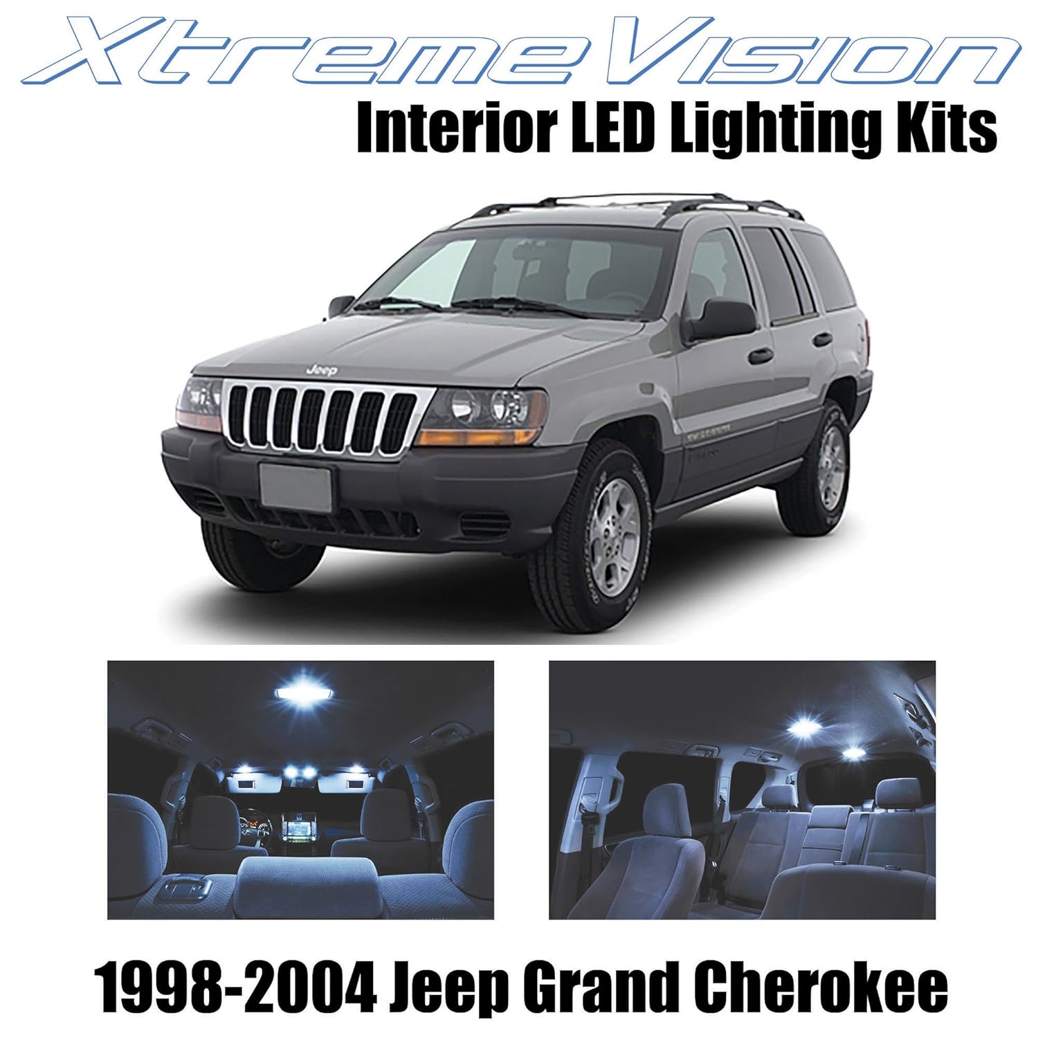 XtremeVision LED for Jeep Grand Cherokee 1998-2004 (12 Pieces) Cool White Premium Interior LED Kit Package + Installation Tool