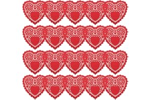 VILLCASE 100pcs Red Heart-Shaped Food Oil Blotting Pads 5-inch Decorative Cake Paper Doilies for Valentine’s