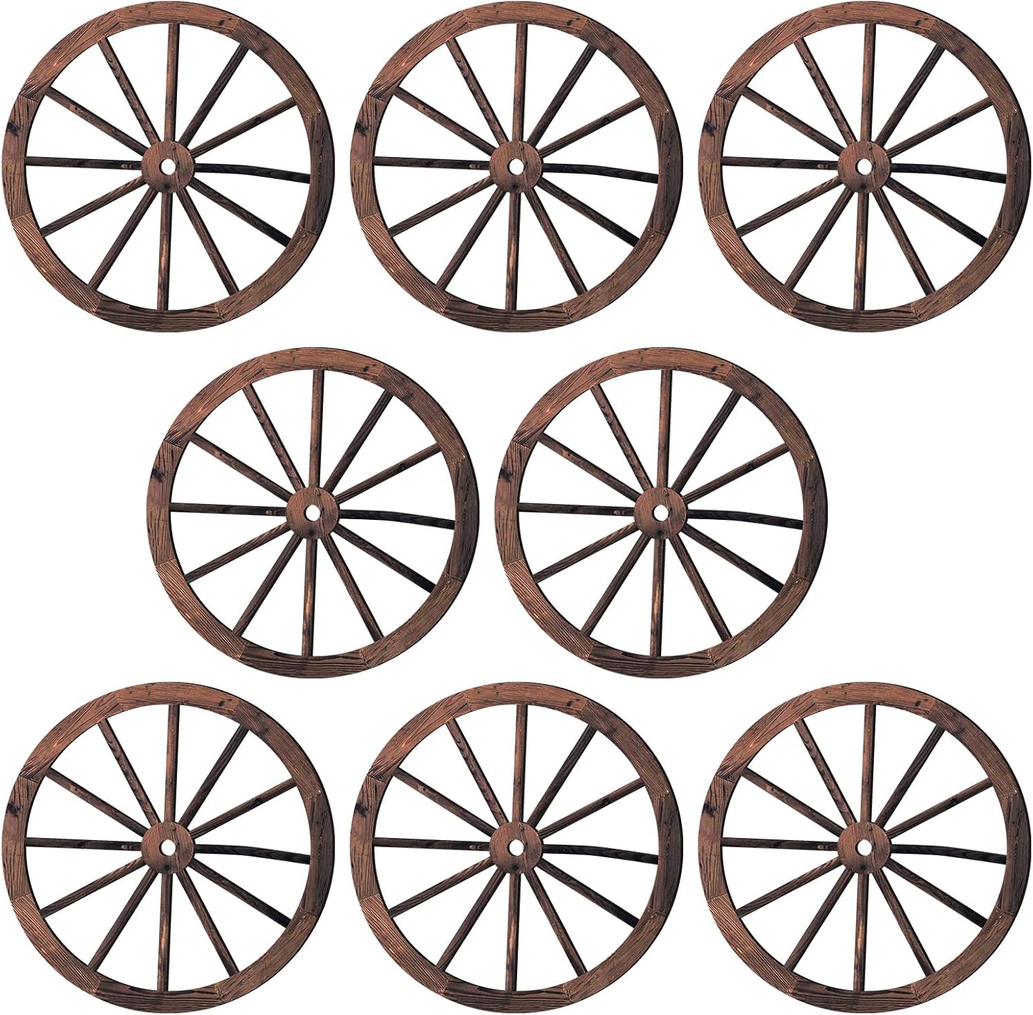 Plaques & Wall Art - 8 Pieces Wooden Wagon Wheel Wall Decor 10 Inches Old Western Wood Wall Art Farmhouse, Rustic Yard Decor Wood Hanging Decorative Wheels for Garden Home Bar Garage