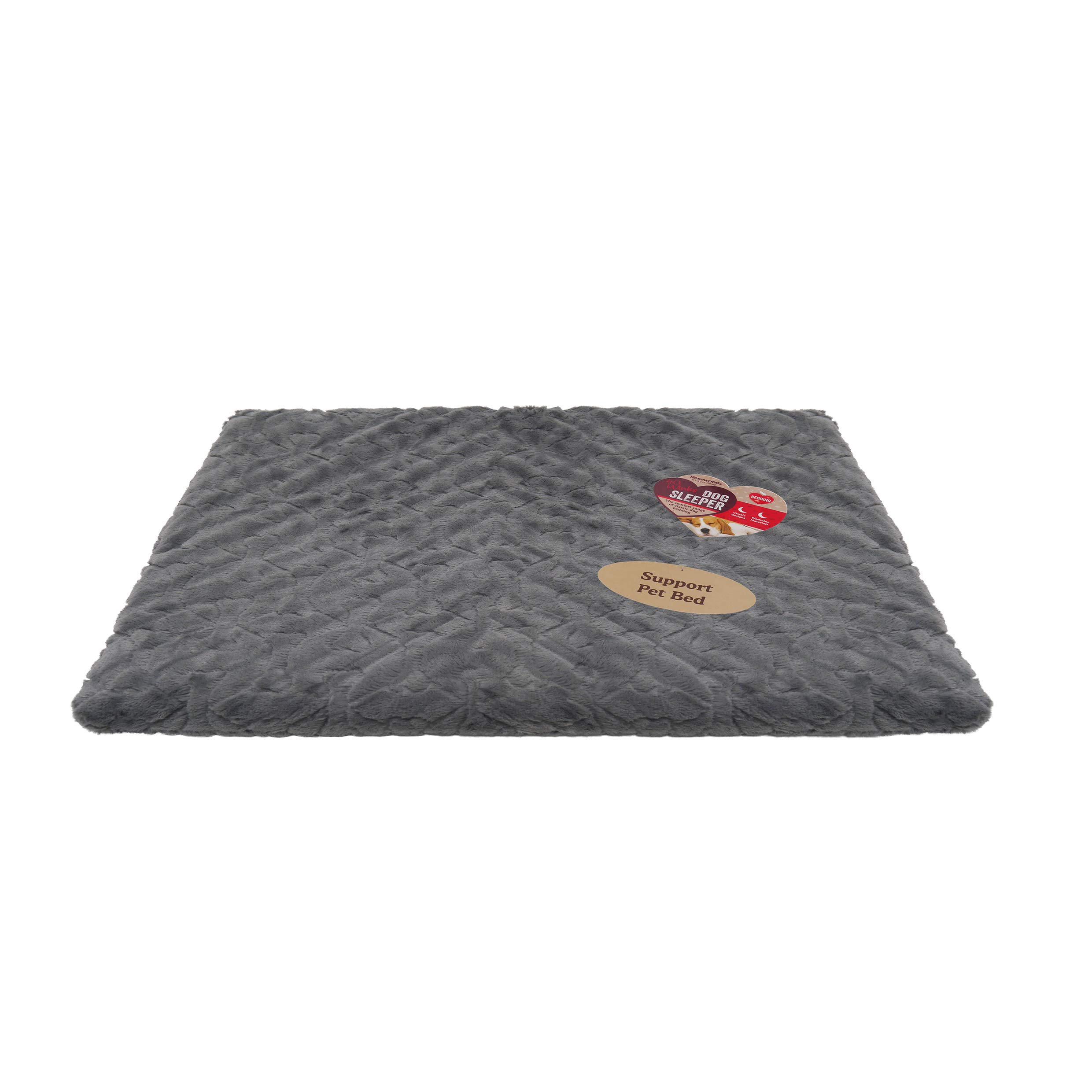 Rosewood Orthopaedic Bone Grey Plush Dog Mattress, Small, 22” x 15”