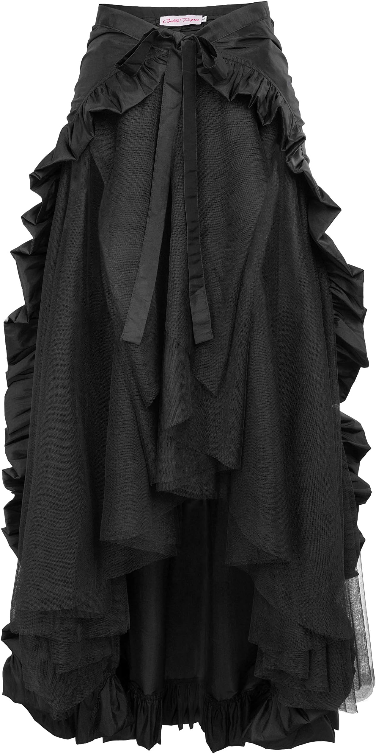 Ladie's Gothic Steampunk Clothing Skirt Lace Up Retro Victorian Punk Cincher Vintage Long Ruffle Skirt