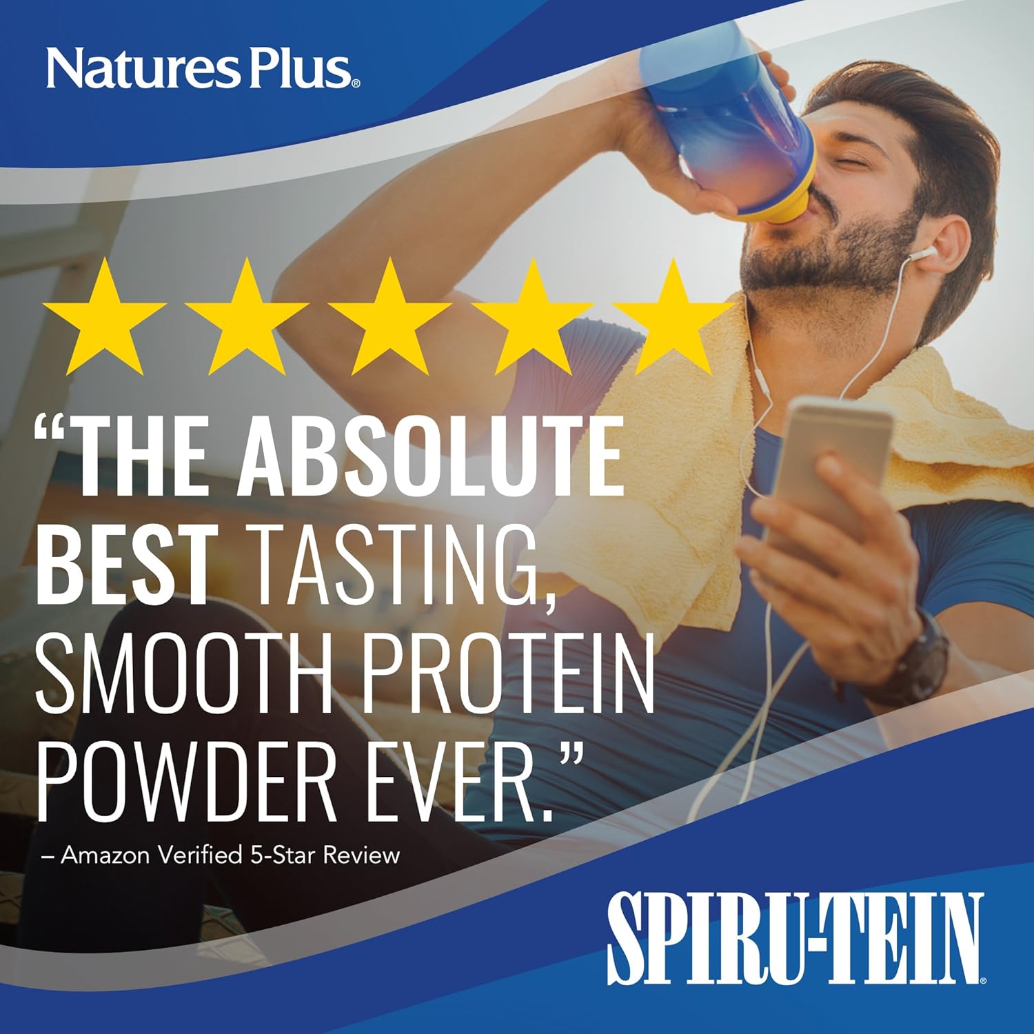 NaturesPlus SPIRU-TEIN Shake - Banana Flavor - 2.4 lbs, Spirulina Protein Powder - Plant Based Meal Replacement, Vitamins & Minerals for Energy - Vegetarian, Gluten-Free - 32 Servings: Health & Personal Care