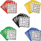 GSE Bingo Game Cards with Easy-Read Numbers, 100 Reusable Bingo Sheets Set | Reusable Paper Multi-Color Game Cards for Large Groups, Friend Parties, Events, Bingo Halls and Family Game Nights