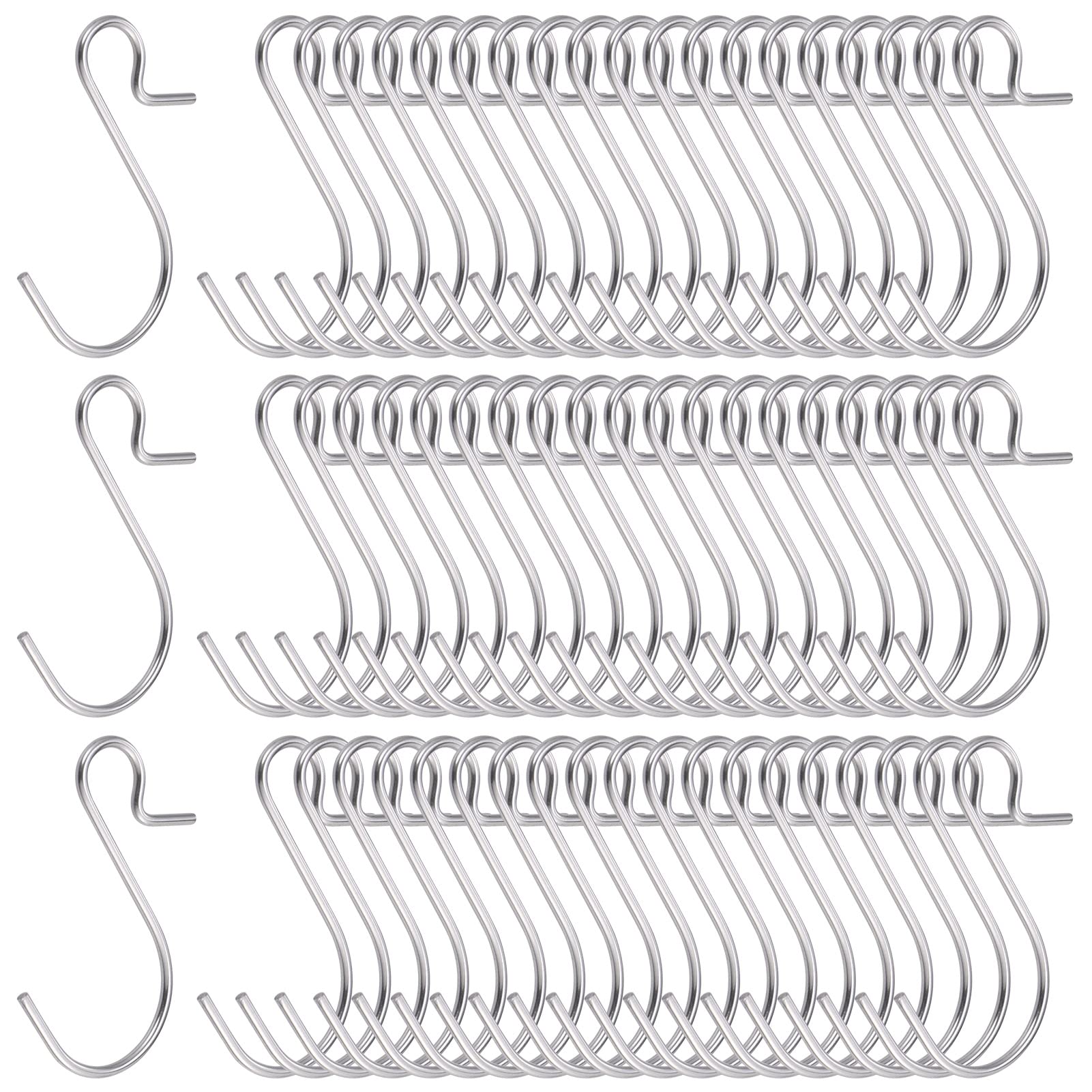 Zocipro S Hooks for Hanging, 60Pcs Stainless Steel S Hooks Small, Multi-Purpose S Shaped Hooks for Kitchen, Office, DIY Craft, Bathroom, Outdoor and Indoor