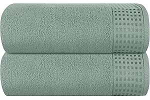 GLAMBURG 100% Cotton Oversized 2 Pack Bath Sheets 35x70, Ultra Soft Highly Absorbant Compact Quickdry & Lightweight Large Bath Sheet Set, Ideal for Gym Travel Camp Pool - Jade