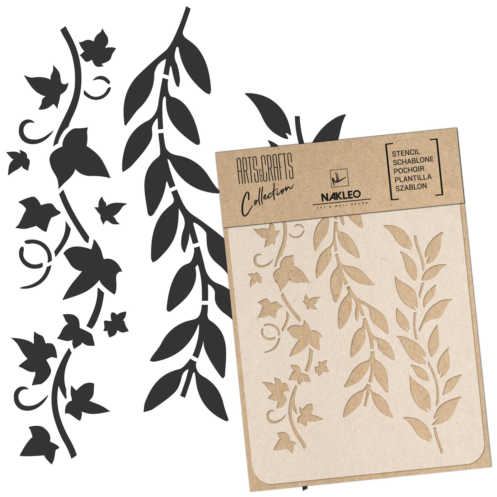 NAKLEO Painting Stencil for Crafts A5 15x21cm, Leaves Mini Border Pattern, Reusable Plastic DIY & Scrapbooking Drawing Template, Decoupage Art Home Decor, Wall Wood Fabric Furniture