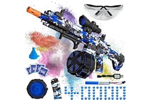 Electric Gel Ball Blaster, High Speed Automatic Splatter Ball Blaster with 40000+ Water Beads and Goggles, JIFTOK Rechargeable Splatter Ball Toys for Outdoor Activities Shooting Game Party Favors-Blue