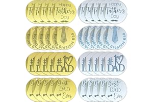 JJZXWISH 40Pcs Happy Father's Day Cupcake Topper Acrylic Cake Disc Mirror Round Cake Topper Engraved Father's Day Cake Topper Heart Picks Cupcake Decorations for Birthday Dads Day Gifts Party Decor