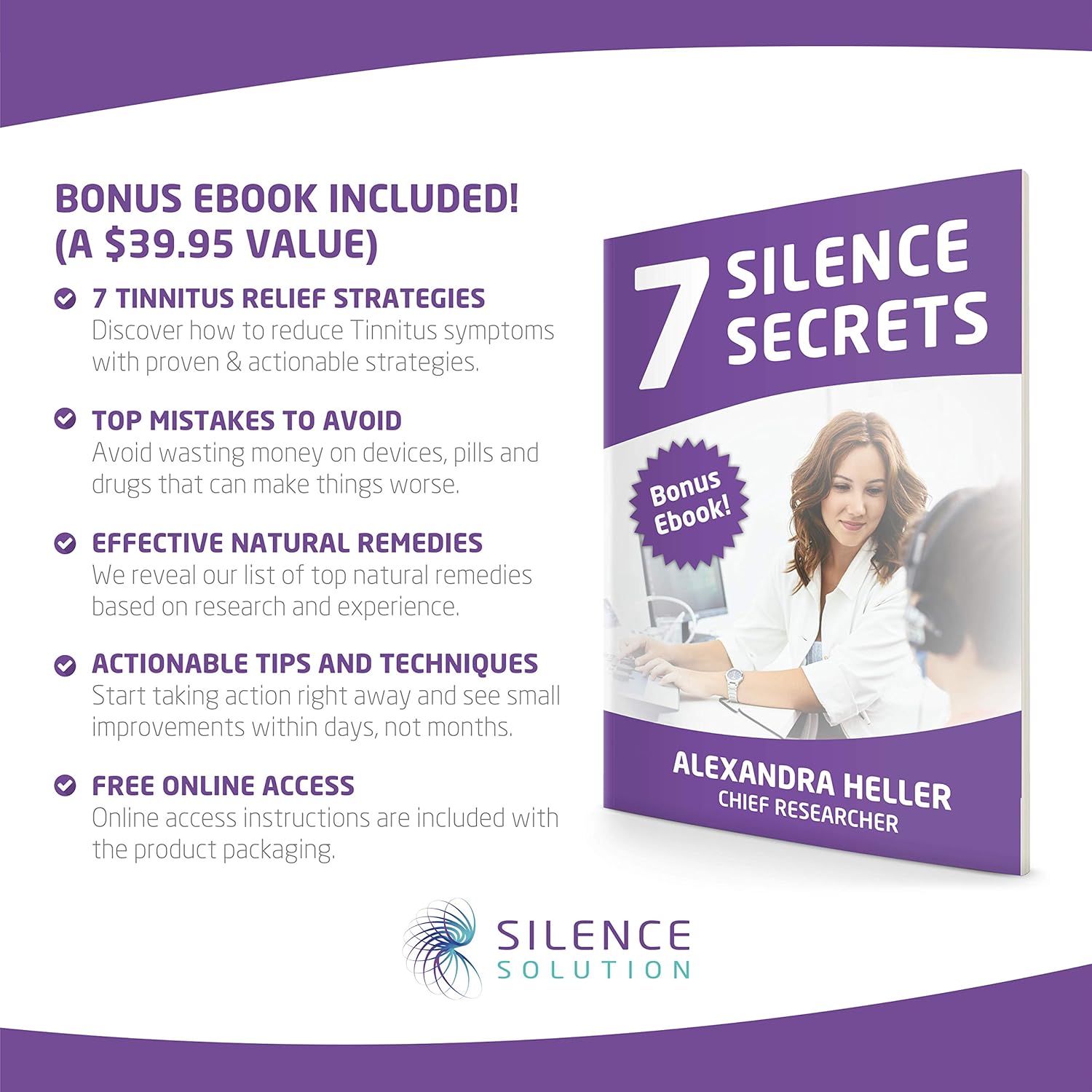 Tinnitus Relief Formula - Ear Ringing Relief with Bioflavonoids and Vitamin C - Tinnitus Treatment Recommended by Audiologists - 100 Capsules - Made in USA - 100% Natural - by Silence Solution: Health & Personal Care