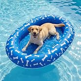MICOOYO Heavy Duty Dog Pool Float for Large Dogs, Inflatable Dog Float Raft Non-Slip 55" x 37", Durable Polyester Pet Pool Float for Pool Lake Beach, Supports Up to 200 lbs