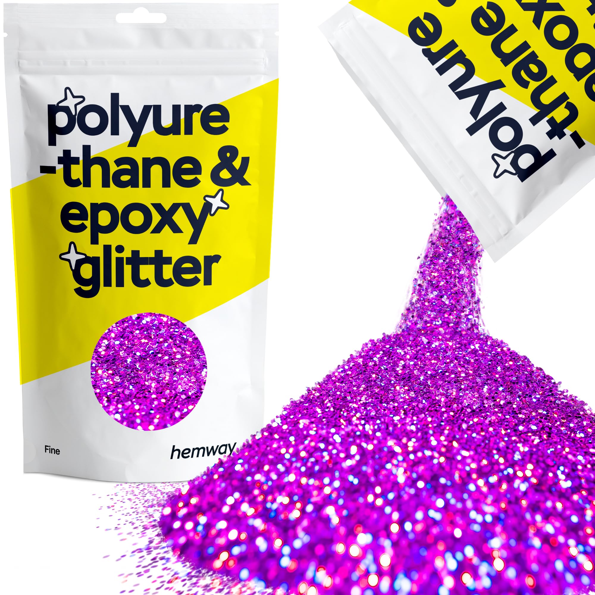 Hemway Resin Glitter Purple Holographic 100g Fine | Polyurethane & Epoxy Glitter for Resin Crafts, Tumblers, Coasters, Floor & Table Art