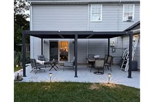 PURPLE LEAF Louvered Pergola 11' x 18' Large Patio Aluminum Pergola Modern Outdoor with Adjustable Roof Hardtop Large for Fire Pit Patio Dining